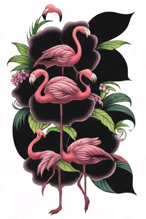 Flamingo Florals Arm Pink Purple Green