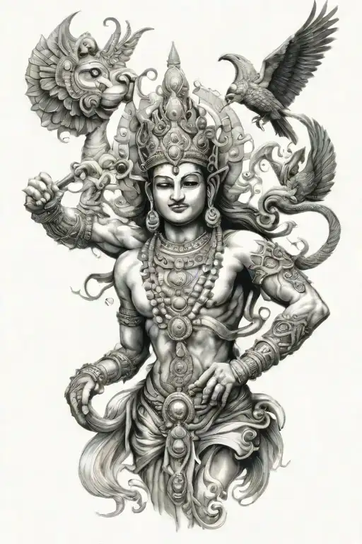 Full Sleeve Tattoo Inspired By Hindu Mythology