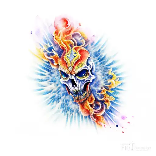 Fenix In Flames Watercolor Style