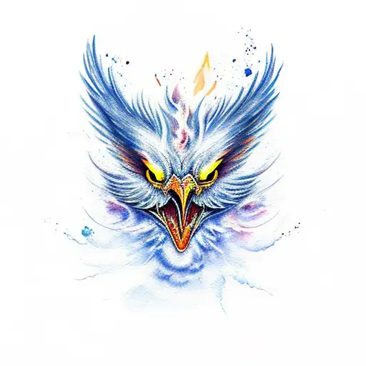 Phonenix In Flames Watercolor Style
