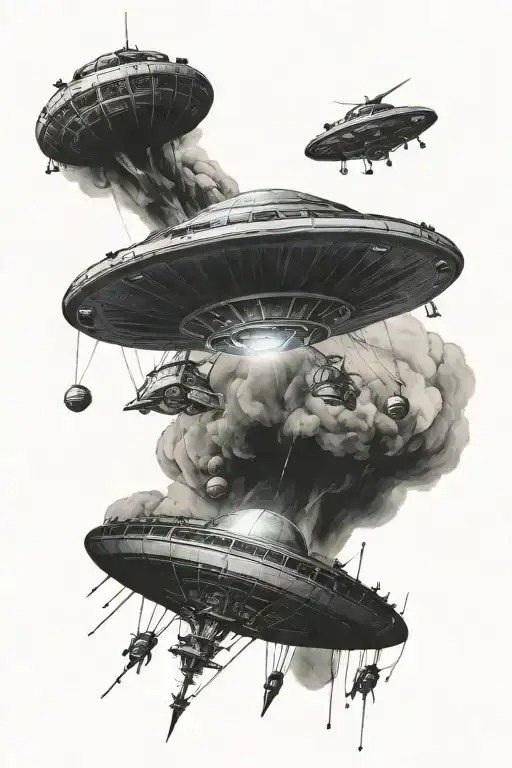 Ufo Abducting Fly Away Into Outer Space Themed