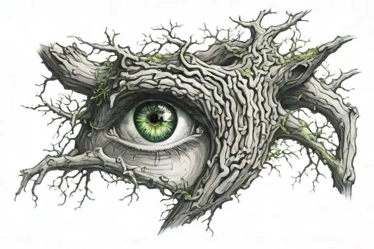 Wise Piercing Green Eyes That Are Stuck In A Dead Oak Tree