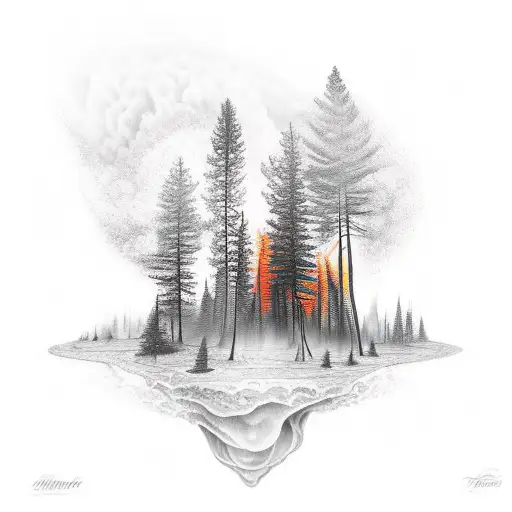 Forest Fire At Sunrise