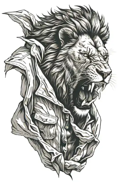 Angry Lion Who Is Ripping Open His Jacket