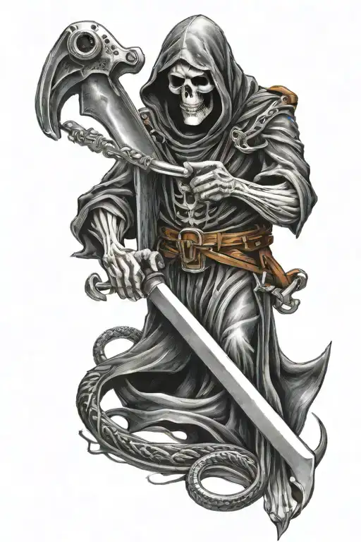Grim Reaper Holding A Wrench Instead Of Scythe