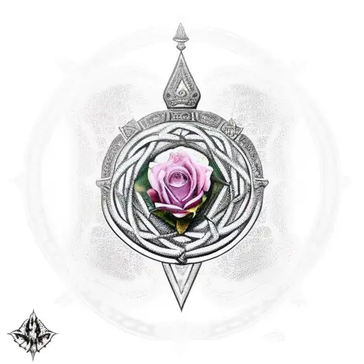 King Arthur Excalibur With Coiled Rose
