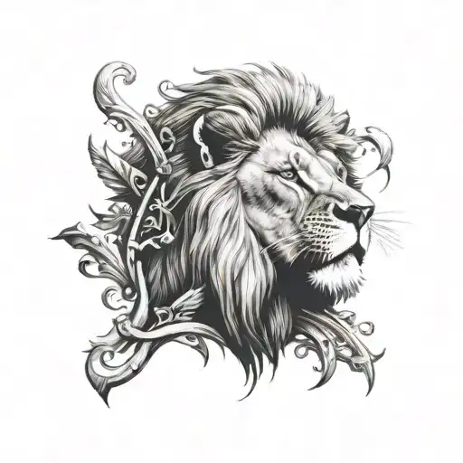Lion With Cross Over Eye For Lower Arm Sleeve