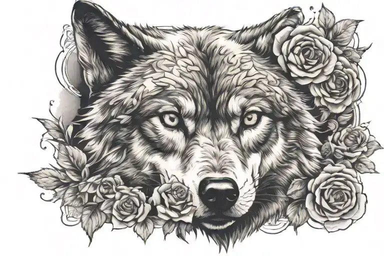 Wolf Blended By Roses