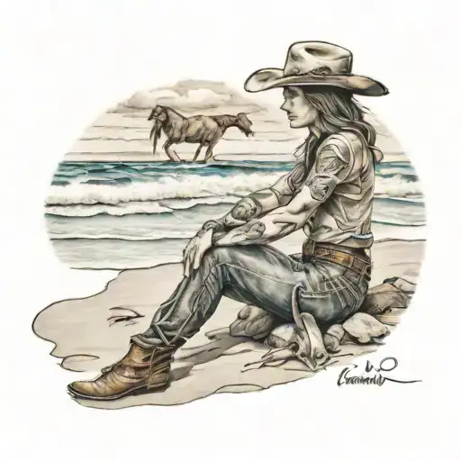 Cowgirl On The Beach
