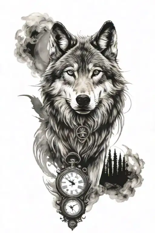 Wolf And Pocket Watch