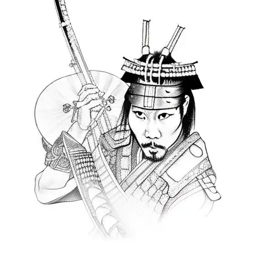 A Samurai Warrior Playing A Musical Instrument