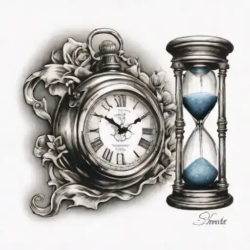 Clock With Hour Glass Inside