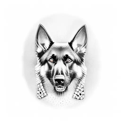 Black German Shepherd On A Diamond Background