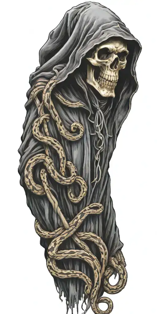 Scary Grim Reaper With Snakes Going All