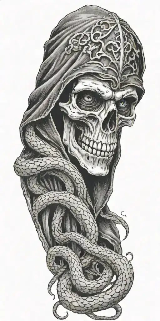 Scary Grim Reaper With Snake Heads Looking