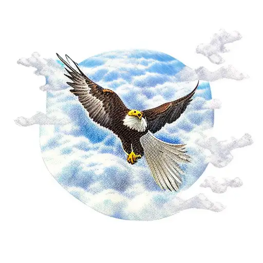 An Eagle Flying Above The Clouds
