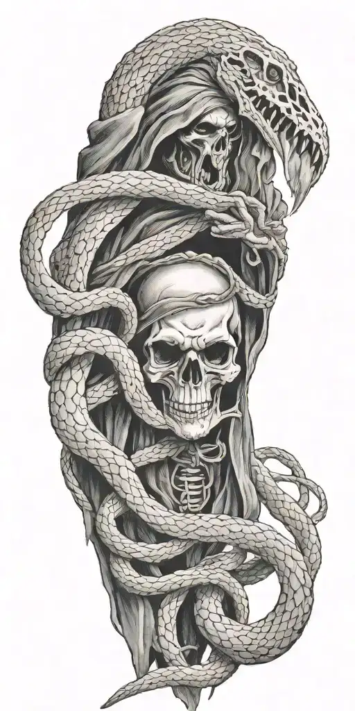 Scary Grim Reaper And Snakes In Hand Reaching