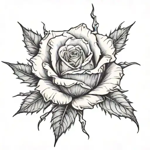 A Rose Blooming From A Bed Of Sharp Thorns