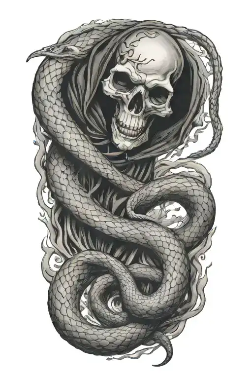 Snake Crawling Full Body And Grim Reaper