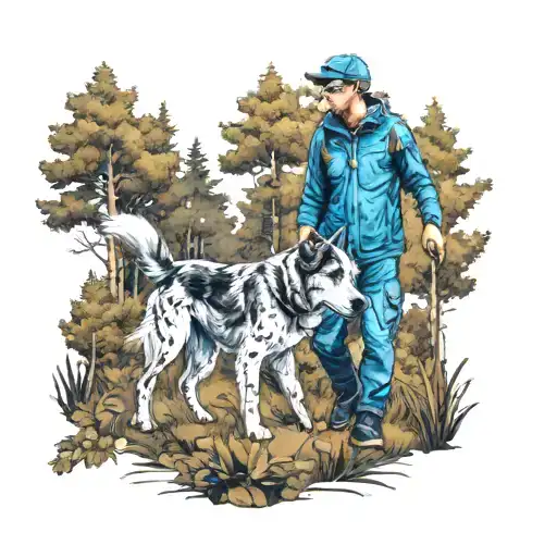 A Cute Perro Playing In The Forest With Its Owner Walking