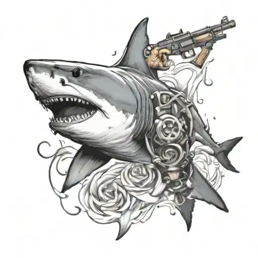 Shark Holding A Gun