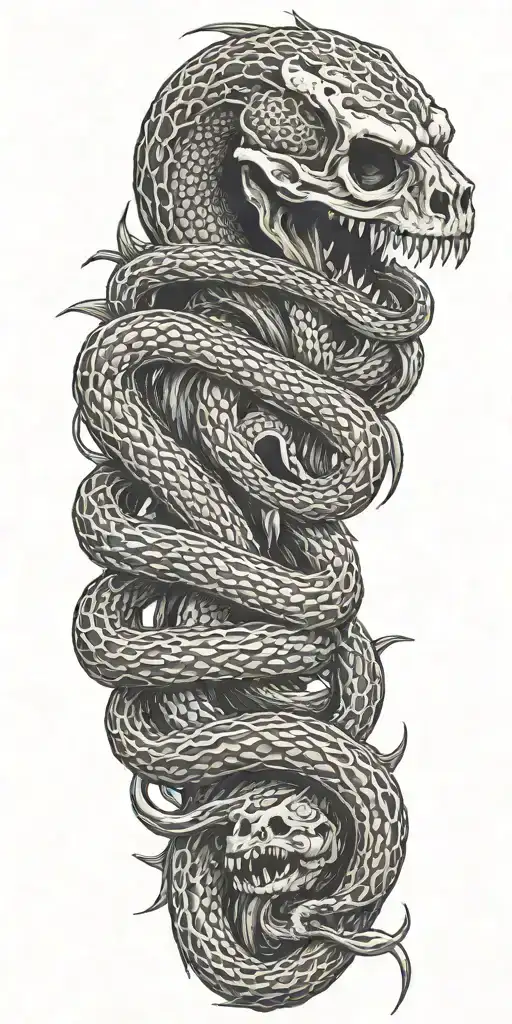 Snakes With Fangs And Grim Reaper