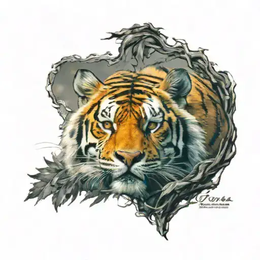 Tigre De Vengala Con Su Cria