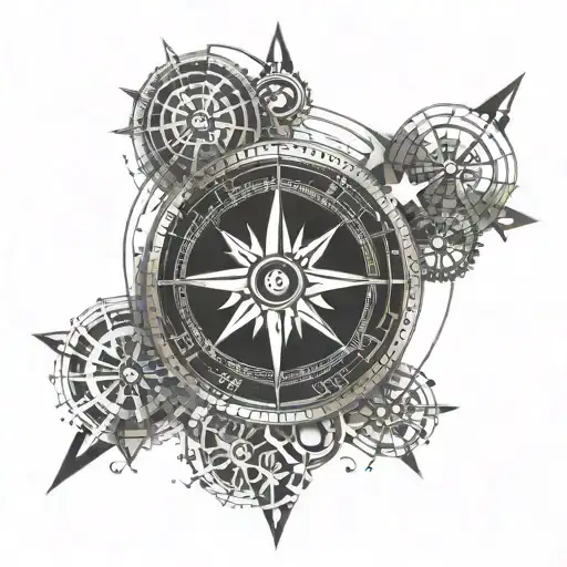 Create A Tattoo Of A Compass With Intricate Geometric Patterns