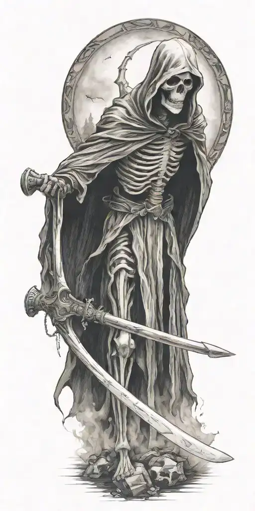Grim Reaper With Scythe And Fog