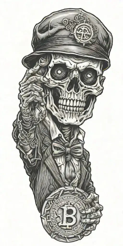 Mobster Skelton Holding Coin