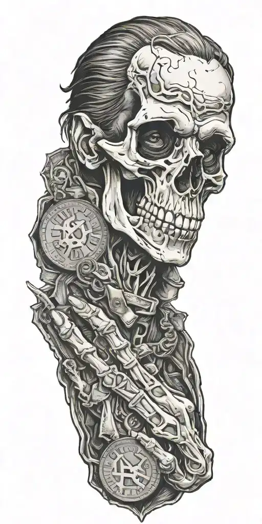 Mobster Skelton Holding Coin