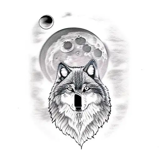 Wolf Howling At Moon With An 43 In It As A Crater