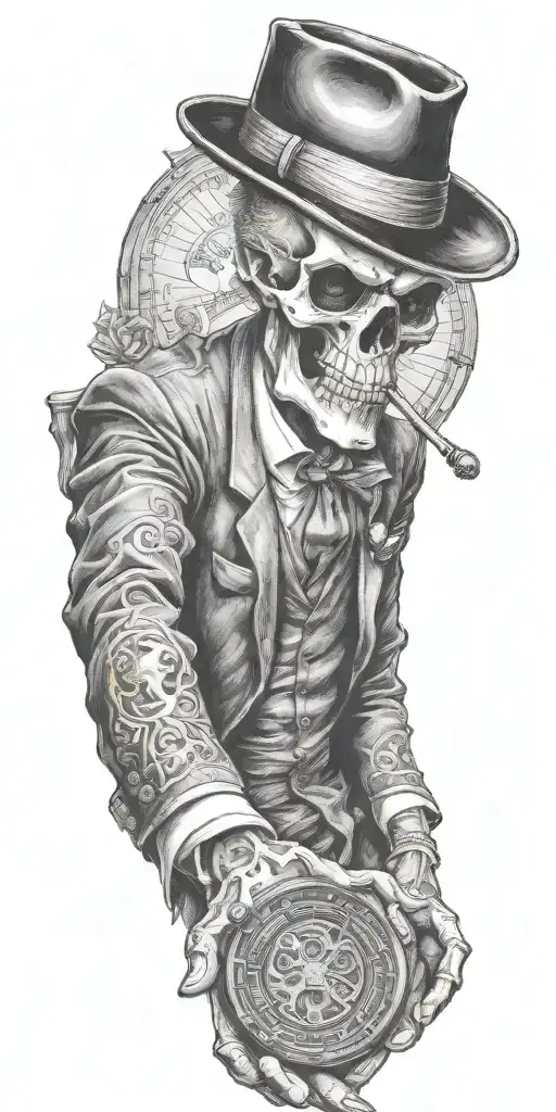 Mobster Skelton Holding Coin