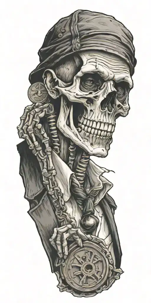 Mobster Skelton Playing With Coin