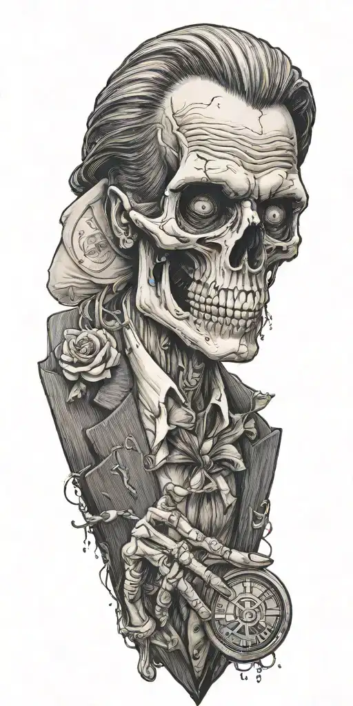 Mobster Skelton Flipping Coin