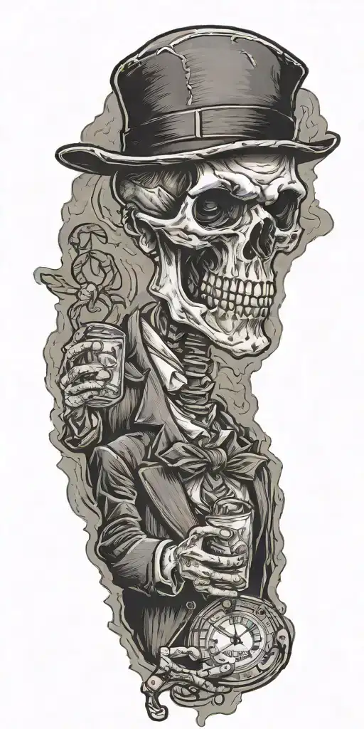 Mobster Skelton Flipping Coin