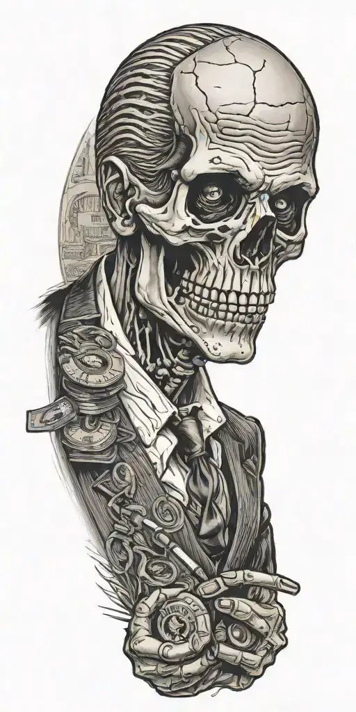 Mobster Skelton Flipping Coin