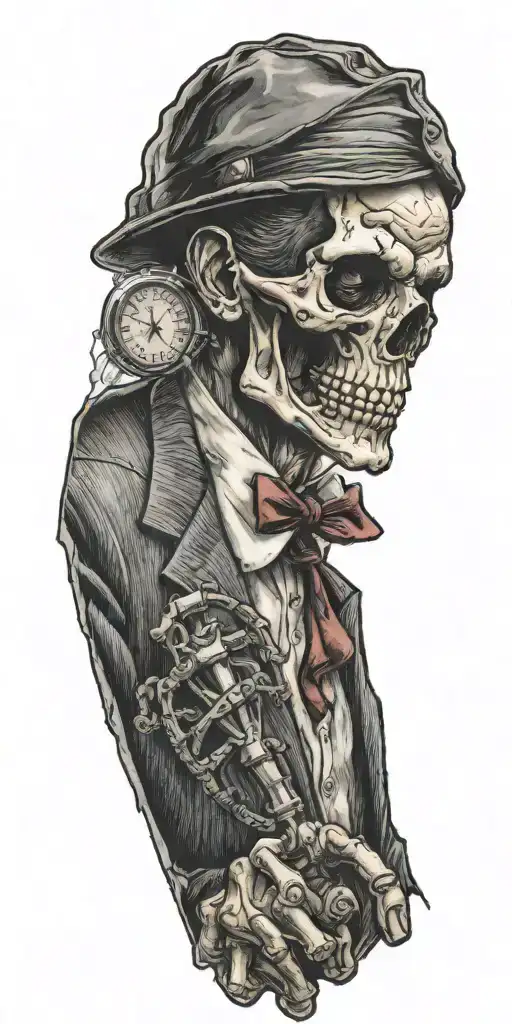 Mobster Skelton Flipping Coin