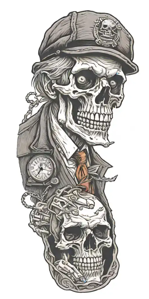 Mobster Skelton Flipping Coin