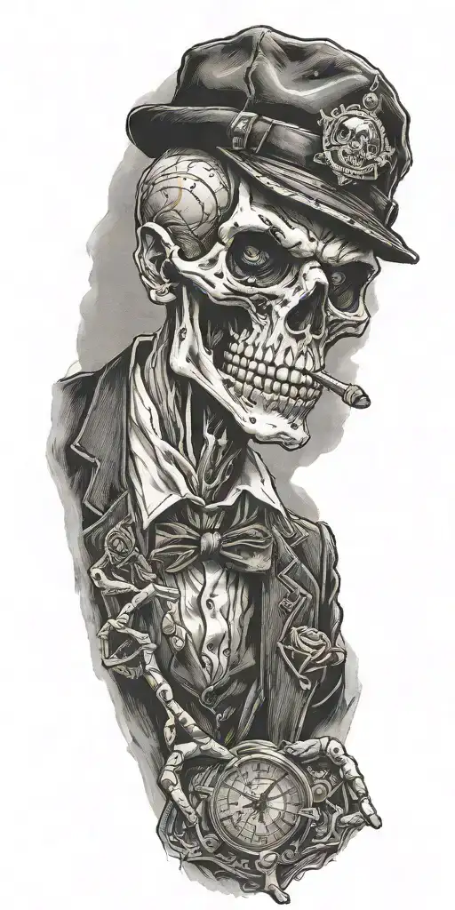 Mobster Skelton Flipping Coin