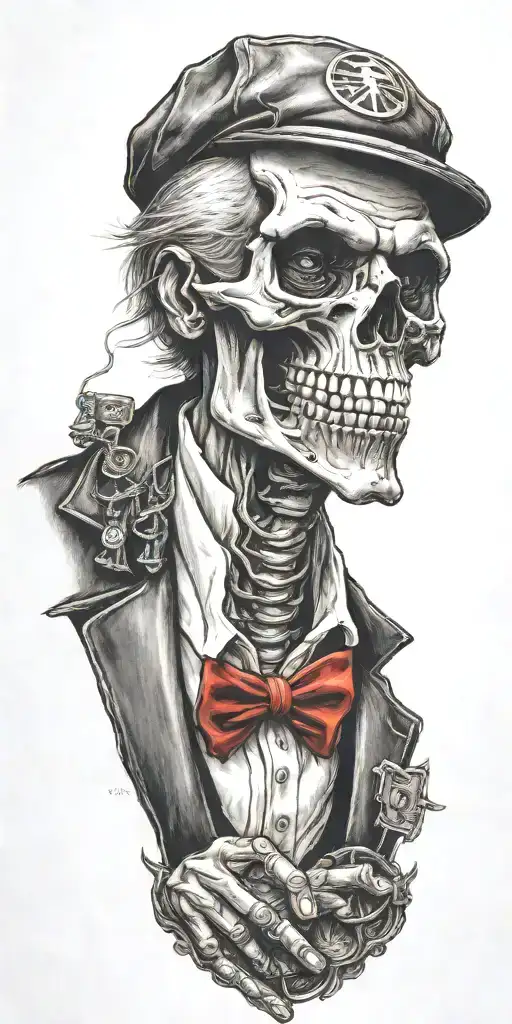 Mobster Skelton Flipping Coin