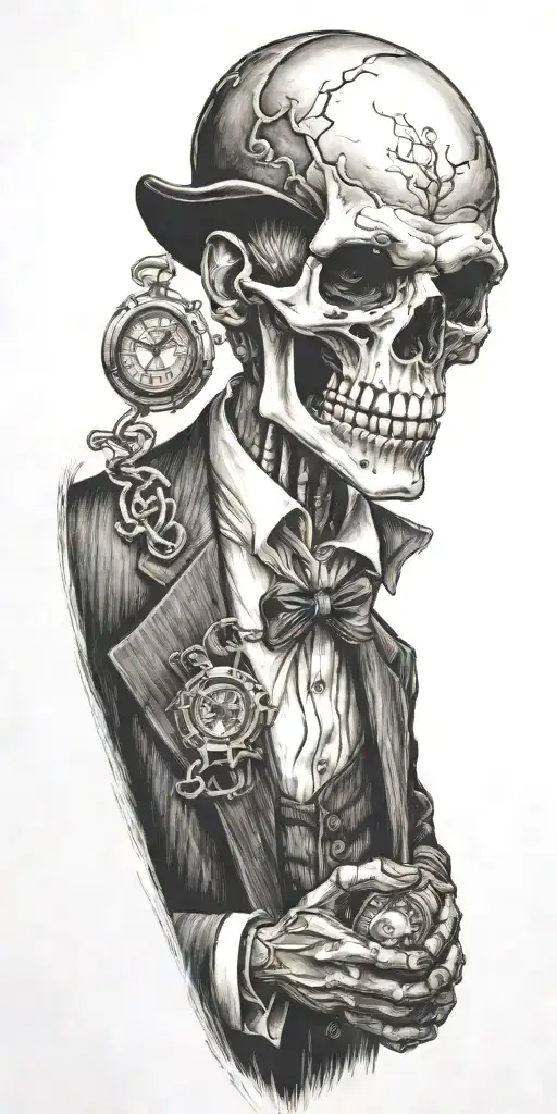 Mobster Skelton Flipping Coin