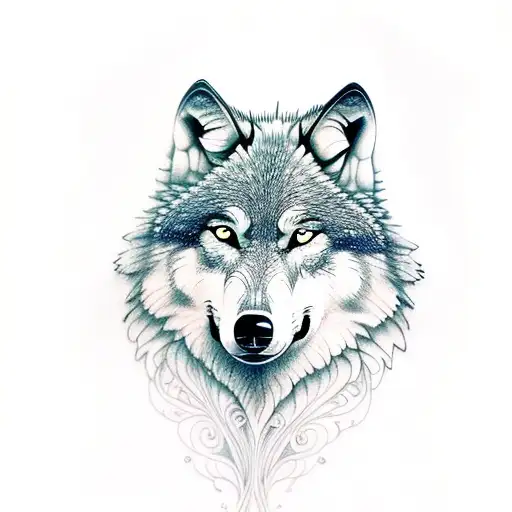 Wolf Body Trees Moon Lines