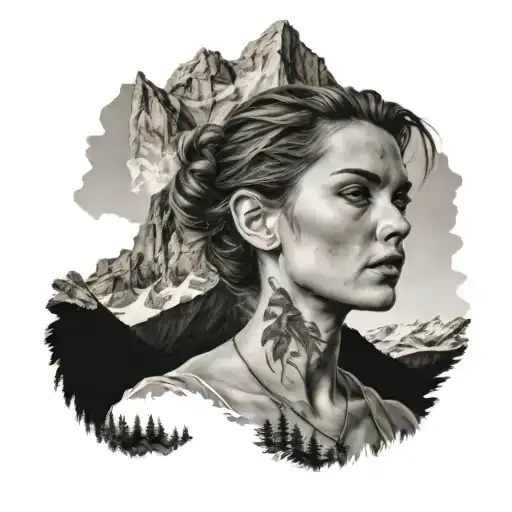 Woman With Mountain Background