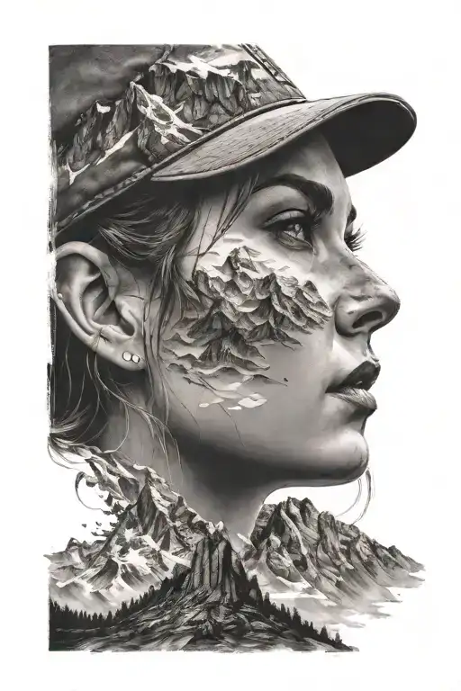 Woman With Mountain Background