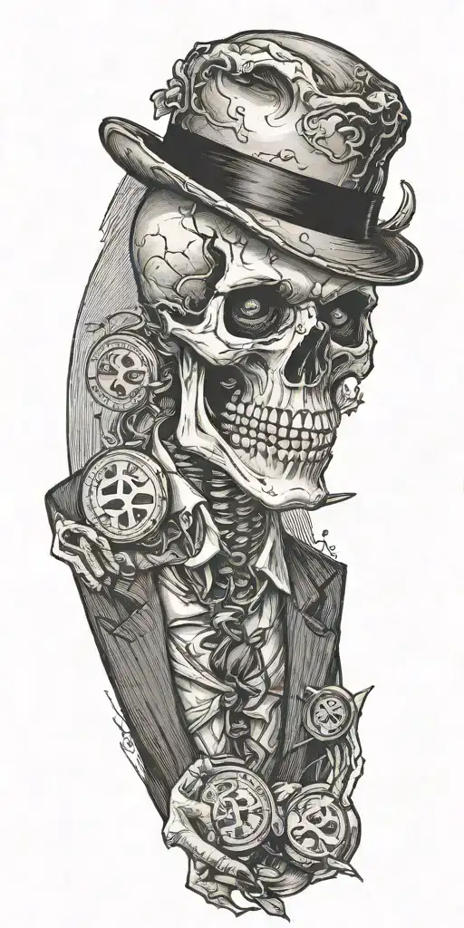 Mobster Skelton Flipping Coin
