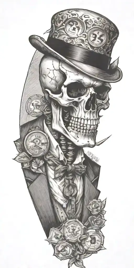 Mobster Skelton Flipping Coin