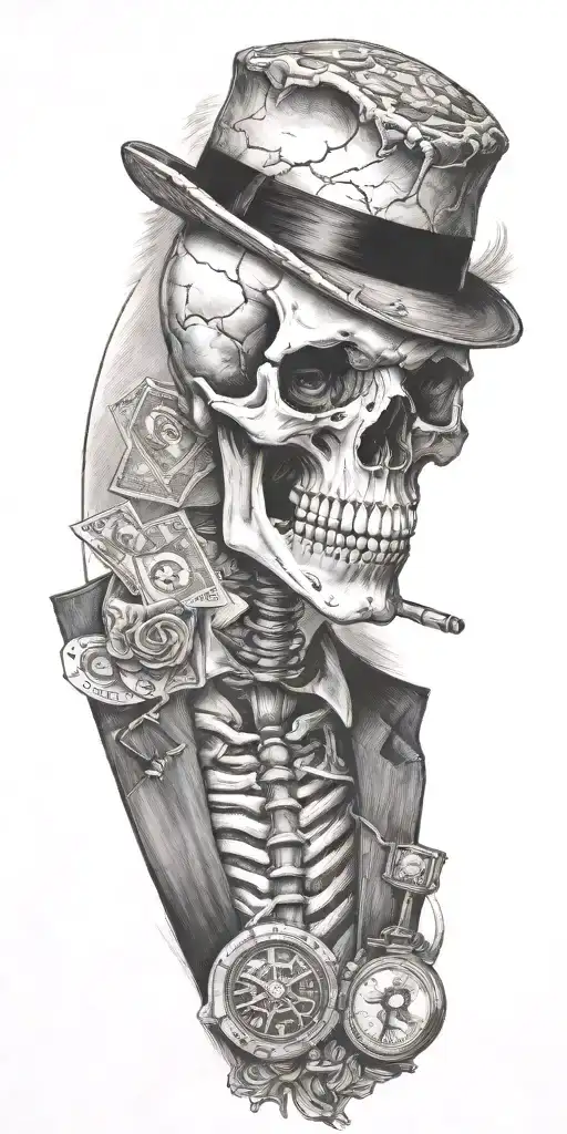Mobster Skelton Flipping Coin