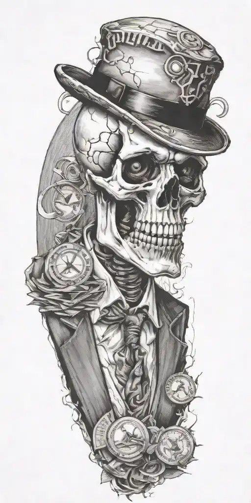 Mobster Skelton Flipping Coin