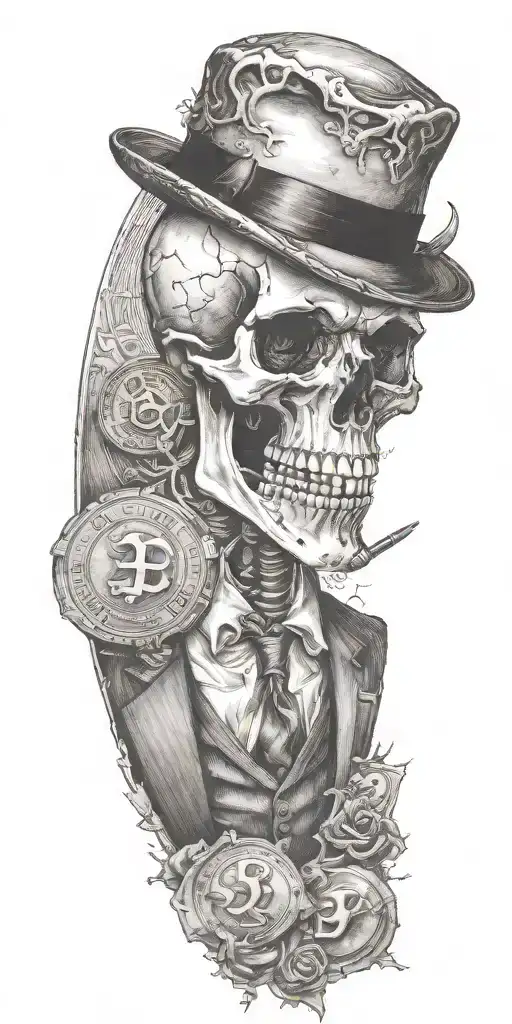 Mobster Skelton Flipping Coin
